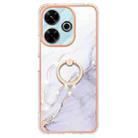 For Redmi 13 4G Electroplating Marble IMD TPU Phone Case with Ring Holder(White 006) - 2