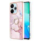 For Redmi 13 4G Electroplating Marble IMD TPU Phone Case with Ring Holder(Rose Gold 005) - 1