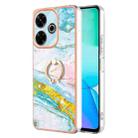 For Redmi 13 4G Electroplating Marble IMD TPU Phone Case with Ring Holder(Green 004) - 1