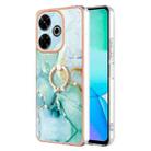 For Redmi 13 4G Electroplating Marble IMD TPU Phone Case with Ring Holder(Green 003) - 1