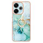 For Redmi 13 4G Electroplating Marble IMD TPU Phone Case with Ring Holder(Green 003) - 2