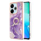 For Redmi 13 4G Electroplating Marble IMD TPU Phone Case with Ring Holder(Purple 002) - 1