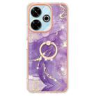 For Redmi 13 4G Electroplating Marble IMD TPU Phone Case with Ring Holder(Purple 002) - 2