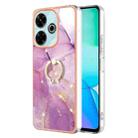 For Redmi 13 4G Electroplating Marble IMD TPU Phone Case with Ring Holder(Purple 001) - 1