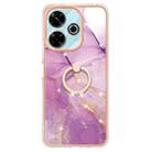 For Redmi 13 4G Electroplating Marble IMD TPU Phone Case with Ring Holder(Purple 001) - 2