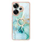 For Xiaomi Poco F6 5G Electroplating Marble IMD TPU Phone Case with Ring Holder(Green 003) - 2