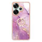 For Xiaomi Poco F6 5G Electroplating Marble IMD TPU Phone Case with Ring Holder(Purple 001) - 2