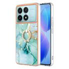 For Xiaomi Poco F6 Pro 5G Electroplating Marble IMD TPU Phone Case with Ring Holder(Green 003) - 1