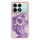 For Xiaomi Poco F6 Pro 5G Electroplating Marble IMD TPU Phone Case with Ring Holder(Purple 002) - 2