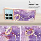 For Xiaomi Poco F6 Pro 5G Electroplating Marble IMD TPU Phone Case with Ring Holder(Purple 002) - 3