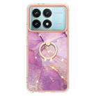 For Xiaomi Poco F6 Pro 5G Electroplating Marble IMD TPU Phone Case with Ring Holder(Purple 001) - 2