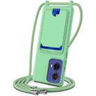 For Motorola Moto G85 / S50 Neo Integrated Card Bag Solid Color Liquid Silicone Phone Case with Lanyard(Green) - 1