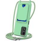 For Motorola Moto G04 / G04s / G24 Integrated Card Bag Solid Color Liquid Silicone Phone Case with Lanyard(Green) - 1