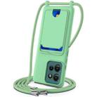 For Motorola Edge 50 Neo Integrated Card Bag Solid Color Liquid Silicone Phone Case with Lanyard(Green) - 1