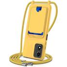 For Motorola Moto E14 4G Integrated Card Bag Solid Color Liquid Silicone Phone Case with Lanyard(Yellow) - 1