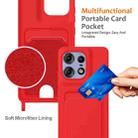 For Motorola Edge 50 Pro Integrated Card Bag Solid Color Liquid Silicone Phone Case with Lanyard(Red) - 3