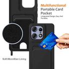 For Motorola Edge 50 Pro Integrated Card Bag Solid Color Liquid Silicone Phone Case with Lanyard(Black) - 3