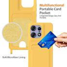 For Motorola Edge 50 Pro Integrated Card Bag Solid Color Liquid Silicone Phone Case with Lanyard(Yellow) - 3