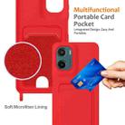 For Motorola Moto G05 / E15 4G Integrated Card Bag Solid Color Liquid Silicone Phone Case with Lanyard(Red) - 3