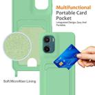 For Motorola Moto G05 / E15 4G Integrated Card Bag Solid Color Liquid Silicone Phone Case with Lanyard(Green) - 3