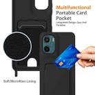 For Motorola Moto G05 / E15 4G Integrated Card Bag Solid Color Liquid Silicone Phone Case with Lanyard(Black) - 3