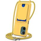 For Motorola Moto G05 / E15 4G Integrated Card Bag Solid Color Liquid Silicone Phone Case with Lanyard(Yellow) - 1