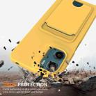 For Motorola Moto G05 / E15 4G Integrated Card Bag Solid Color Liquid Silicone Phone Case with Lanyard(Yellow) - 2