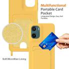 For Motorola Moto G05 / E15 4G Integrated Card Bag Solid Color Liquid Silicone Phone Case with Lanyard(Yellow) - 3