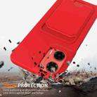 For Motorola Moto G35 Integrated Card Bag Solid Color Liquid Silicone Phone Case with Lanyard(Red) - 2