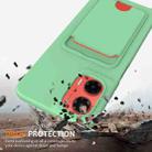 For Motorola Moto G35 Integrated Card Bag Solid Color Liquid Silicone Phone Case with Lanyard(Green) - 2