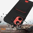 For Motorola Moto G35 Integrated Card Bag Solid Color Liquid Silicone Phone Case with Lanyard(Black) - 2