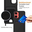 For Motorola Moto G35 Integrated Card Bag Solid Color Liquid Silicone Phone Case with Lanyard(Black) - 3