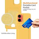 For Motorola Moto G35 Integrated Card Bag Solid Color Liquid Silicone Phone Case with Lanyard(Yellow) - 3