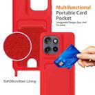 For Motorola Edge 50 Neo / Moto S50 Integrated Card Bag Solid Color Liquid Silicone Phone Case with Lanyard(Red) - 3