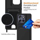 For Motorola Edge 50 Neo / Moto S50 Integrated Card Bag Solid Color Liquid Silicone Phone Case with Lanyard(Black) - 3