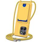 For Motorola Edge 50 Neo / Moto S50 Integrated Card Bag Solid Color Liquid Silicone Phone Case with Lanyard(Yellow) - 1