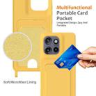 For Motorola Edge 50 Neo / Moto S50 Integrated Card Bag Solid Color Liquid Silicone Phone Case with Lanyard(Yellow) - 3