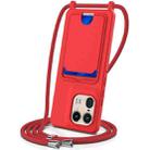 For Motorola Edge 50 Ultra Integrated Card Bag Solid Color Liquid Silicone Phone Case with Lanyard(Red) - 1