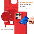 For Motorola Edge 50 Ultra Integrated Card Bag Solid Color Liquid Silicone Phone Case with Lanyard(Red) - 3
