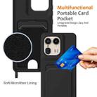 For Motorola Edge 50 Ultra Integrated Card Bag Solid Color Liquid Silicone Phone Case with Lanyard(Black) - 3