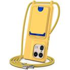For Motorola Edge 50 Ultra Integrated Card Bag Solid Color Liquid Silicone Phone Case with Lanyard(Yellow) - 1
