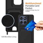 For Motorola Edge 60 Pro Integrated Card Bag Solid Color Liquid Silicone Phone Case with Lanyard(Black) - 3