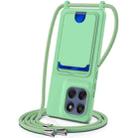 Motorola Moto G Stylus 5G 2025 Integrated Card Bag Solid Color Liquid Silicone Phone Case with Lanyard(Green) - 1