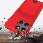 For Motorola Moto G15 / G15 Power 4G Integrated Card Bag Solid Color Liquid Silicone Phone Case with Lanyard(Red) - 2
