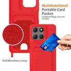 For Motorola Moto G15 / G15 Power 4G Integrated Card Bag Solid Color Liquid Silicone Phone Case with Lanyard(Red) - 3