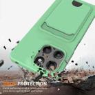 For Motorola Moto G15 / G15 Power 4G Integrated Card Bag Solid Color Liquid Silicone Phone Case with Lanyard(Green) - 2
