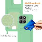 For Motorola Moto G15 / G15 Power 4G Integrated Card Bag Solid Color Liquid Silicone Phone Case with Lanyard(Green) - 3