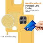 For Motorola Moto G15 / G15 Power 4G Integrated Card Bag Solid Color Liquid Silicone Phone Case with Lanyard(Yellow) - 3
