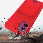 For Motorola Moto G55 Integrated Card Bag Solid Color Liquid Silicone Phone Case with Lanyard(Red) - 2