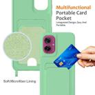 For Motorola Moto G55 Integrated Card Bag Solid Color Liquid Silicone Phone Case with Lanyard(Green) - 3